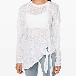 Lululemon Tie Your Practice long sleeve white tee layer top 12